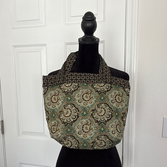 Handmade Handbags - Handmade Quilted Tote Bag in Paisley Print